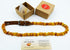 Baltic Amber Dog & Cat Collar with Adjustable Leather Strap - Raw Knotted Amber Beads for Dogs & Cats (40-45cm)
