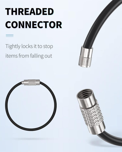 Uniclife 4 Inch/6 Inch Wire Keychain Cable - Large Stainless Steel Key Ring Loop Holder for Luggage Tag Keeper