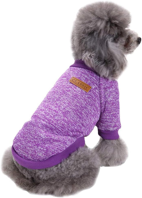 Jecikelon Dog Clothes Sweater for Small Dogs, Soft Winter Puppy Sweaters (Purple, M)