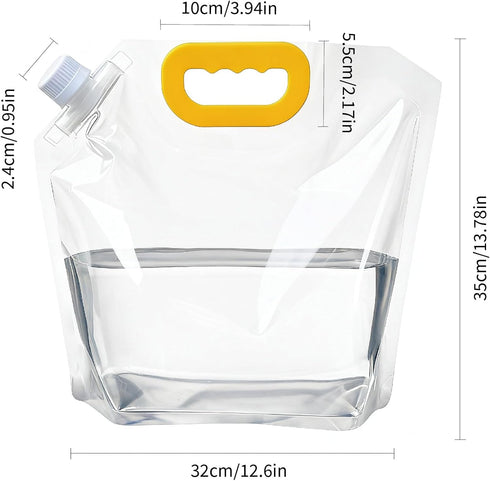 10 Pack 1.3 Gallon Collapsible Water Container Bag, Freezable Plastic Water Storage Pouch with Handle,No-Leak Foldable