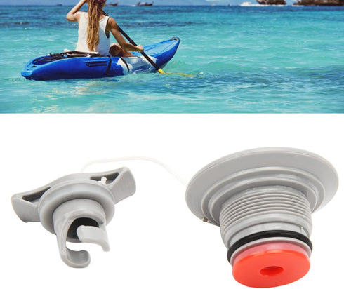 Inflatable Kayak Boat Air Valve, 2Pcs Replacement for Rubber Dinghy Raft Canoe, 8 Teeth with Cover Rope
