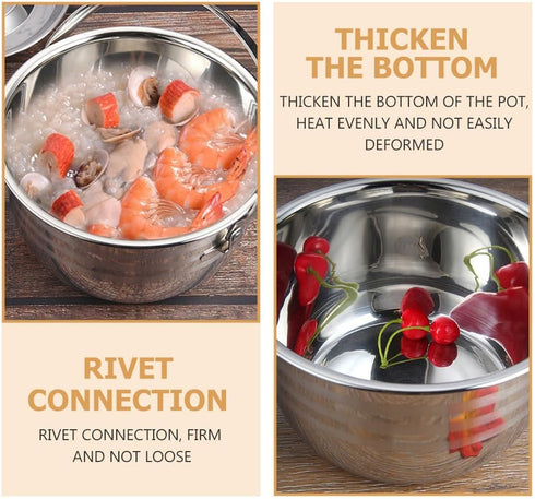 PRETYZOOM Camping Griddle Camping Pot Jacketed Kettle, Thicken Child Stainless Steel Stew Pot