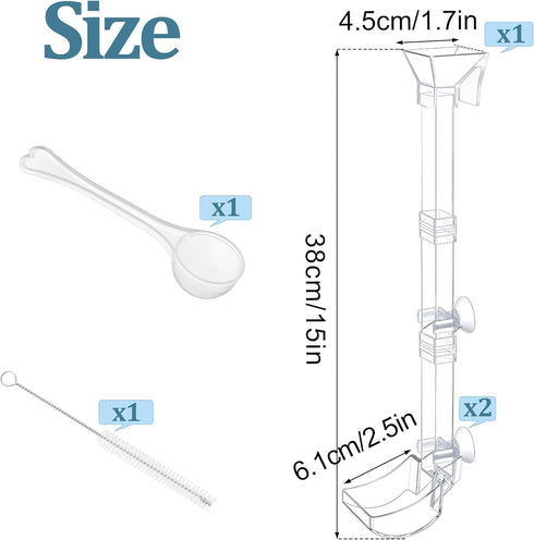 Aquarium Fish Shrimp Feeding Dish Set with Clear Feeder Tube, Cleaning Brush, and Measuring Spoon