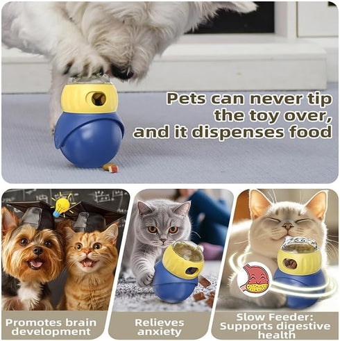 Owl-Shaped Pet Treat Food Dispenser, Adjustable Puzzle Slow Feeder, Interactive Chase Treat Ball for Cat & Dog