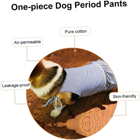 3pcs One-Piece Dog Period Pants Underwear for Female Dogs Light Grey Absorbent Diaper Design for Menstrual Care Keeps