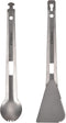HUIOP Titanium Tongs, Multi-Purpose BBQ Serving Tongs with Spork and Serrated Spatula for Camping and Cooking