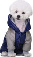 Winter Small Medium Dog Coat, Hooded Four-Legged Jacket Cotton-Padded for Puppy Cat Doggie Pets (Small, Navy)