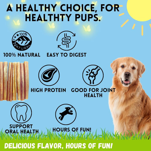 6 Inch (16 Count) BULLYSTICKS & MORE Beef Collagen Sticks for Dogs - Bones for Dogs - No Hide Sticks Beef Cheek Rolls