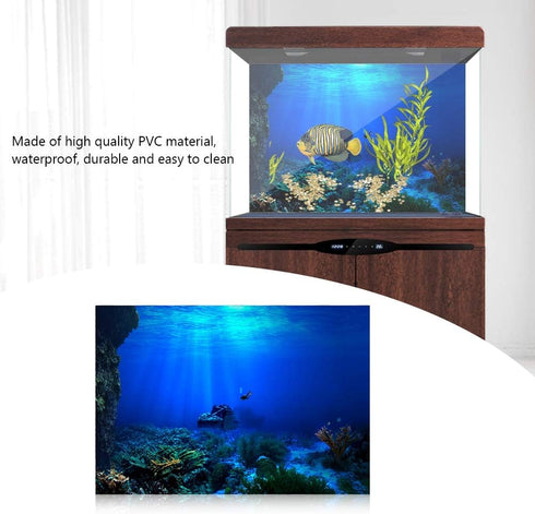 FILFEEL Aquarium Background Fish Decorations, 3D Effect PVC Adhesive Poster Underwater World Backdrop