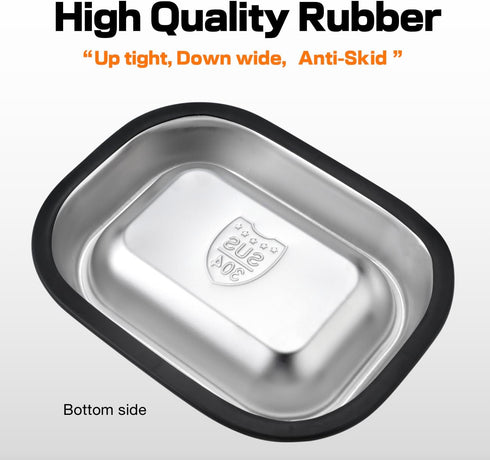 304 Stainless Steel Food Dishes with Cleaning Kit, Shallow Dog Bowls for Small/Medium Cats and Dogs