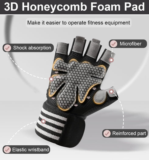 SUJAYU Workout Gloves for Men Workout Gloves Women, Wristband Weight Lifting Glove Breathable, Silicone Anti-Slip