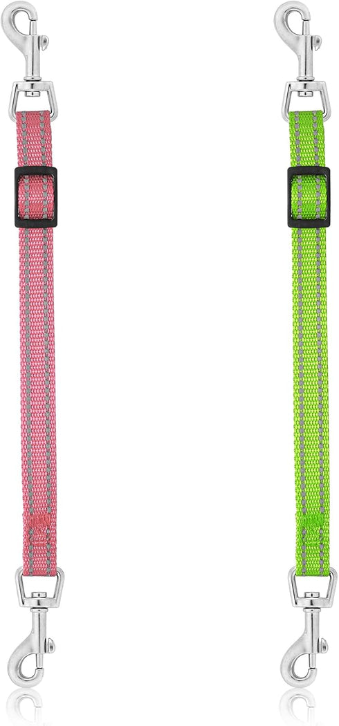 2PCS Reflective Dog Safety Collar Clips, Adjustable Nylon Pet Collar Connector (Green, Pink)