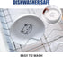 Shallow Elevated Cat Bowls, 5.9 Inch Wide Raised Ceramic Dishes with Bamboo Stand, Whisker Friendly Feeding Station,