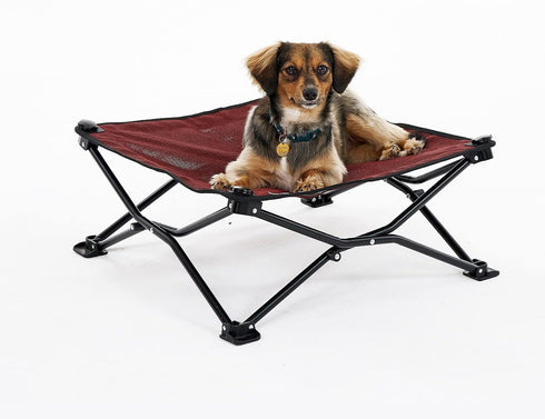 COOLAROO On the Go Cooling Elevated Dog Bed, Portable for Travel & Camping, Collapsible for Storage, Standard, Brick