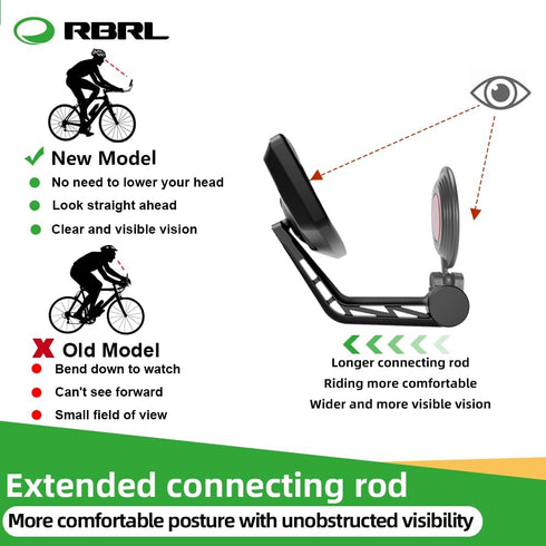 RBRL Bike Mirror Bar End, Rotatable Bicycle Mirror, Scratch Resistant E-Bike Universal Rearview Mirrors