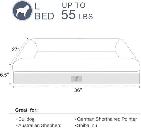 Large Dark Grey Orthopedic Dog Bed, Waterproof with Removable Cover, 4-Sides Removable Bolster Soft Sofa Bed