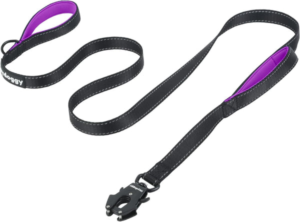 Strong Heavy Duty Dog Leash - 5ft Reflective Nylon with Soft Padded Double Handle for Large Medium Small Dogs