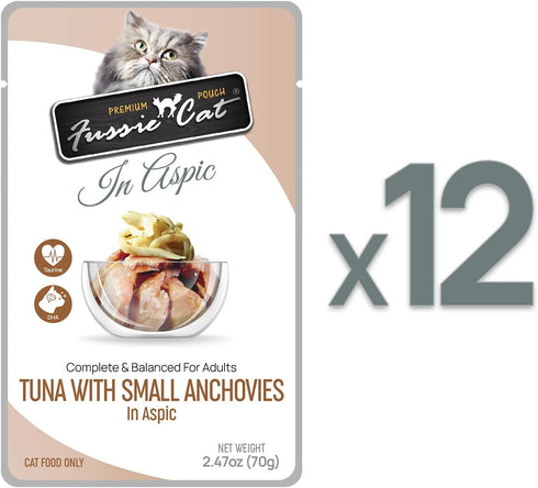 Fussie Cat Premium Tuna with Small Anchovies, 12 Count (Pack of 1)