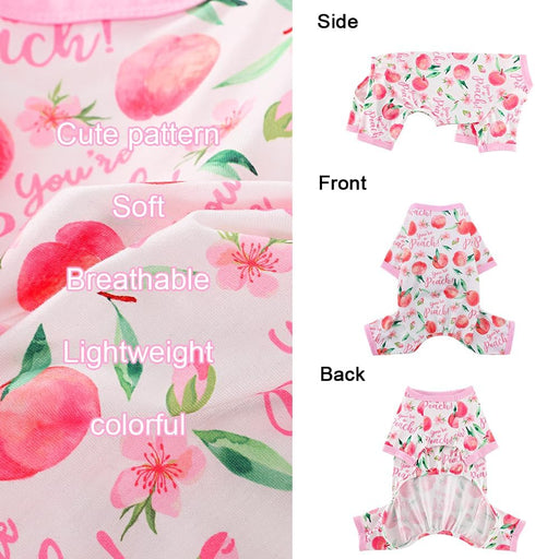 Girl Dog Pajamas, Cotton Stretchable Jammies for Extra Large Dogs, Spring Summer Doggie Pjs for Female Male (Peach