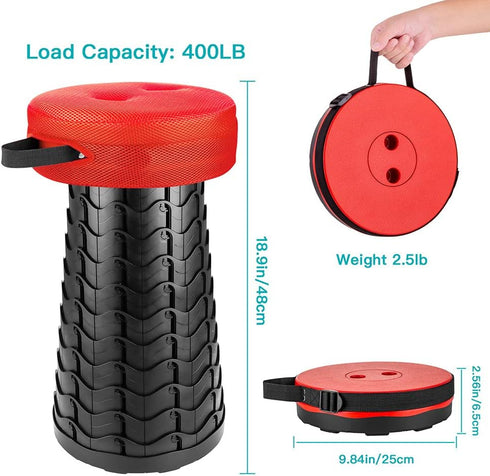 Boreeman 400lbs Upgraded Folding Stool with Cushion Lightweight Yet More Sturdy with Load Capacity Portable Collapsible