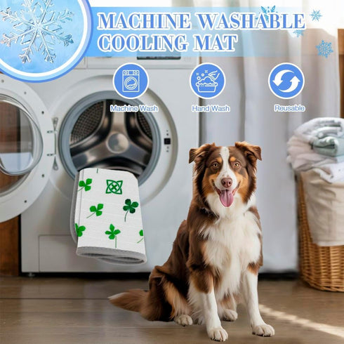 imiBBWQu Summer Summer 27" 22" Dog Cooling Mat St Patricks Day Leaves Water Cooling Mat for Cat Washable Pad for Dogs