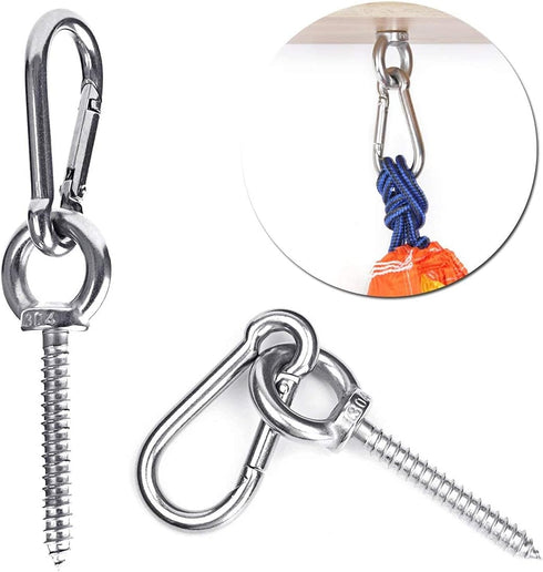 Hammock Hanging Kit, Load Capacity 1400 LBS, Heavy Duty Stainless Steel Hooks Carabiner Set for Indoor Outdoor