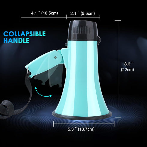 20W 240s 5.4"8.6" 300 MyMealivos Megaphone Bullhorn, Built in Siren & Recording, Portable Megaphone with Volume Control