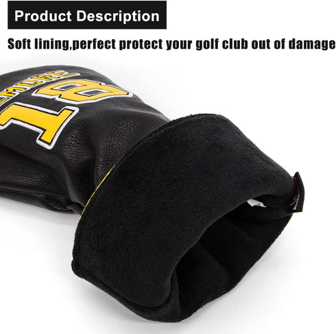 Golf Headcovers, Premium Leather Driver Fairway Wood Hybrid Covers with Number Tags