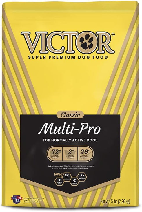 Victor Super Premium Dog Food – Multi-Pro Dry Dog Food, Gluten Free with Beef, Chicken and Pork Protein, 5 lb