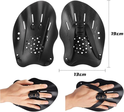 Swim Paddles Hand, Power Swim Training Paddles with Adjustable Straps for Adult Youth Swimming Gear