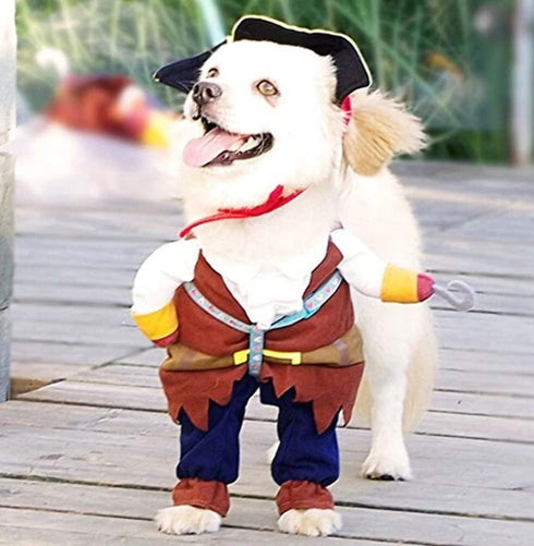 Idepet New Funny Pet Clothes, Pirate Dog Cat Costume Suit, Medium, Corsair Dressing Up Party Apparel with Hat