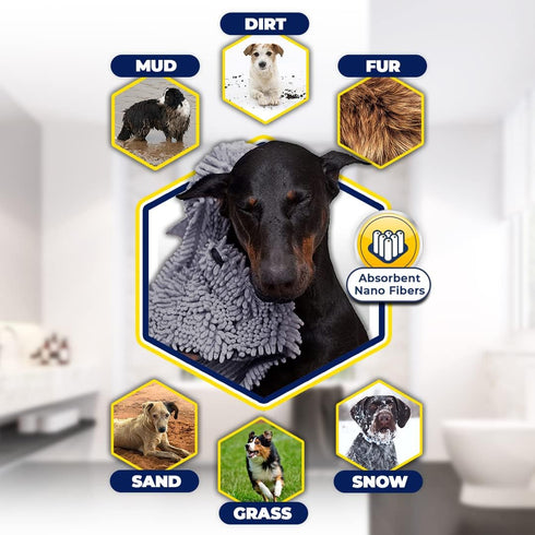 Muddy Mat Original Doggy Dryer, Highly Absorbent Microfiber Washable Dog Shammy Quick Drying Towel