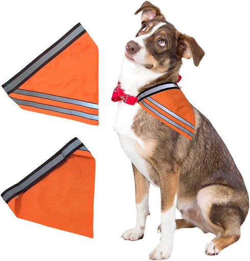 Reflective Dog Bandana Safety Scarf, 2 Pack Orange Dog Reflective Gear