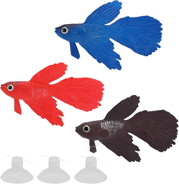 Tnfeeon 3 Pieces Lifelike Aquarium Fish Ornament - Environmentally Friendly Silicone Colorful Gold Fish