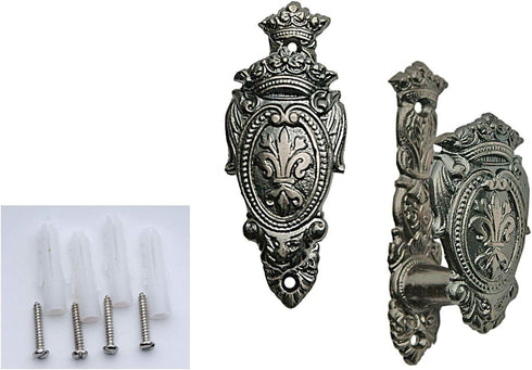 SZCO Fleur Shield Sword Hanger Wall Mount – Set of 2 Expandable Display Hooks for Swords & Guns, Antique-Style Wall