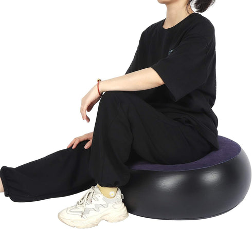 BHDD Foldable Inflatable Stool, Portable Round Air Chair Outdoor Camping Chair Footrest Cushion, with Durable