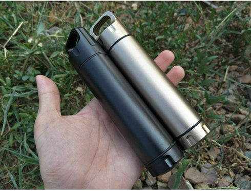 Outdoor Waterproof Capsule - Portable Container Seal Bottle Holder Case, Aluminum, Black