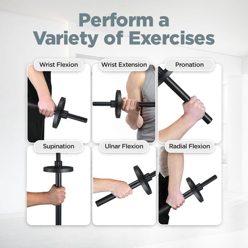 LoGest Forearm Exerciser - Wrist Strengthener with Standard Plate 1 Inch or Olympic Plate 2 Inch, Hand Grip Workout