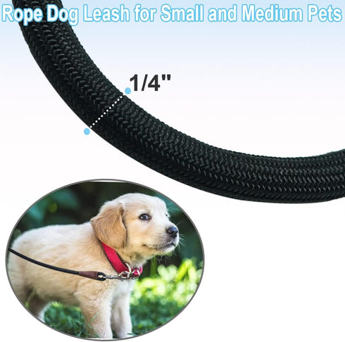 Small Dog Leash | 1/4" by 6/8/10 FT Lightweight Strong Nylon Rope | Bright Classic Leash for Small Pets