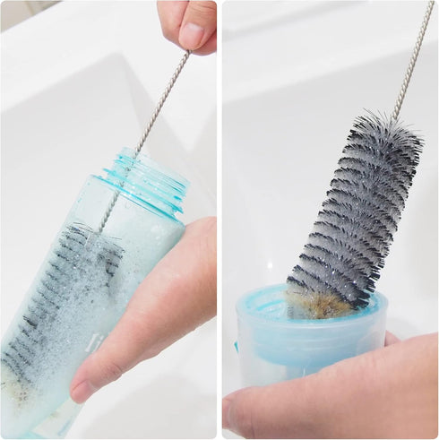 17 Blue/2Pack Long Bottle Brush, in Bendable Cleaner Brushes for Cleaning Neck Beer Bottles, Wine, Baby Bottles, Water