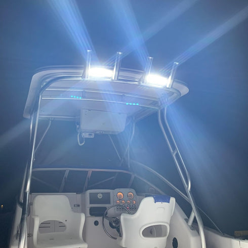 Nilight Marine LED Pods Navigation Lights 2PCS, 72W White Flood Beam for Pontoon Boat Deck Dock Night Fishing