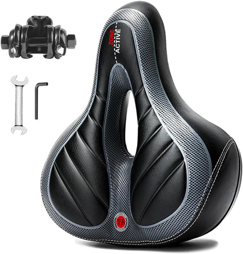 Waterproof Comfort Bike Saddle Seat with Dual Shock Absorbing Ball, Thickened Memory Foam for Indoor Cycling