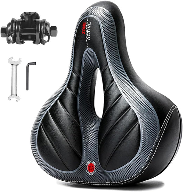 Waterproof Comfort Bike Saddle Seat with Dual Shock Absorbing Ball, Thickened Memory Foam for Indoor Cycling