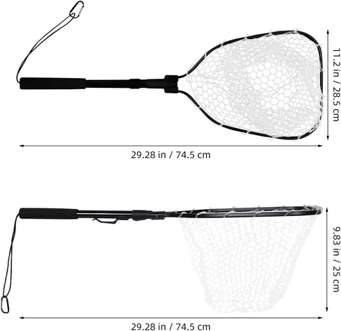 MAGICLULU Portable Foldable Silicone Fishing Net with White Mesh and Black Frame, Compact Shrimp Catching Net