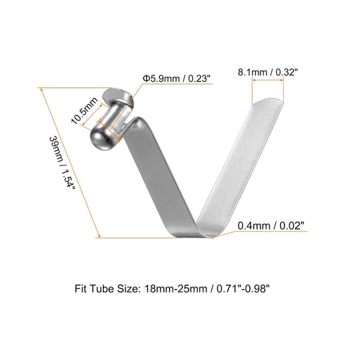 HARFINGTON 5pcs V-Shaped Hollow Lift Kayak Paddle Snap Spring Clip 39mm x 5.9mm 65Mn Spring Steel Telescopic Locking