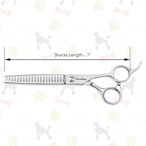 Dog Cat Grooming Scissors, Pet Shears for Thick Coats and Matted Hair, Stainless Steel Thinner Curved Straight Chunker