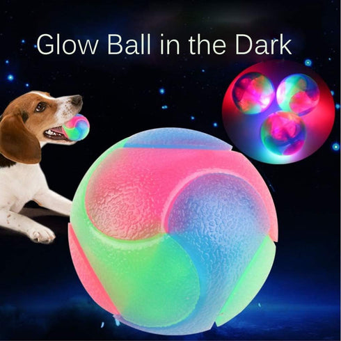 FineInno 4 Pcs Light Up Dog Balls, Flashing Elastic Glow Ball, Interactive Pet Toys for Aggressive Chewers