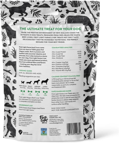 First Light Wagyu Beef Liver Dog Treats, 4oz and breeds
