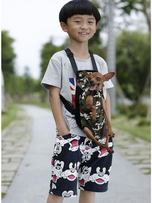 Pet Dog Puppy Cat Carrier, Medium Leopard Canvas Cotton Backpack with Double Shoulder Straps