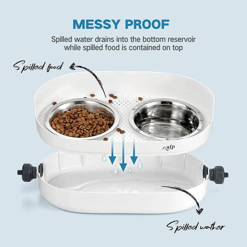 All for Paws Height Adjustable Cat Elevated Bowls - Stainless Steel Dog Food Water Bowls, Mess Proof Pet Feeding Bowls